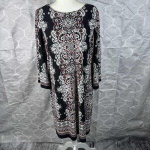 Studio One NY Paisley Border Print Shift Dress | Size XL